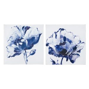 Set due quadri fiori azzurro e bianco