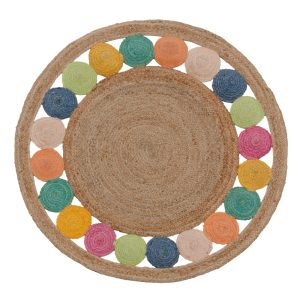 Tappeto naturale con decorazioni multicolor