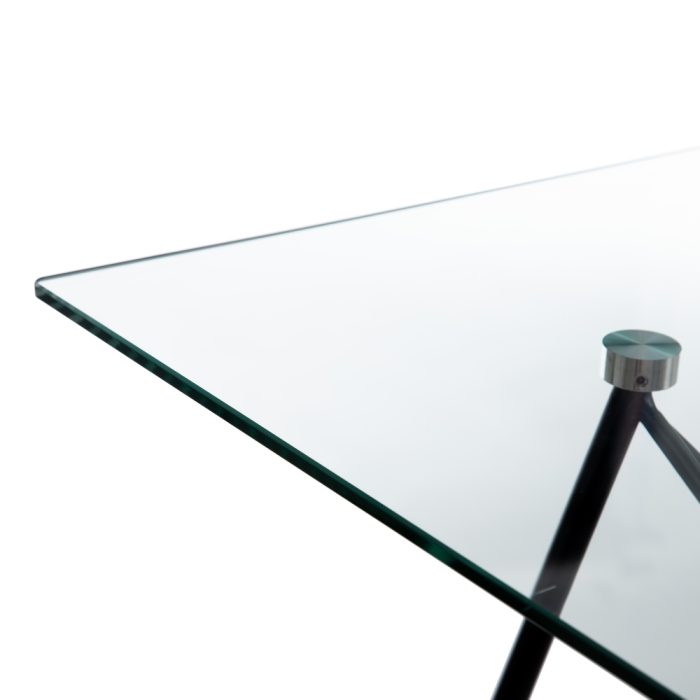Tavolo da pranzo design metallo e cristallo