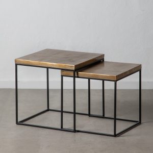 Set due tavolini modern chic in ferro e rame