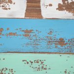Credenza vintage in legno scuro top azzurro