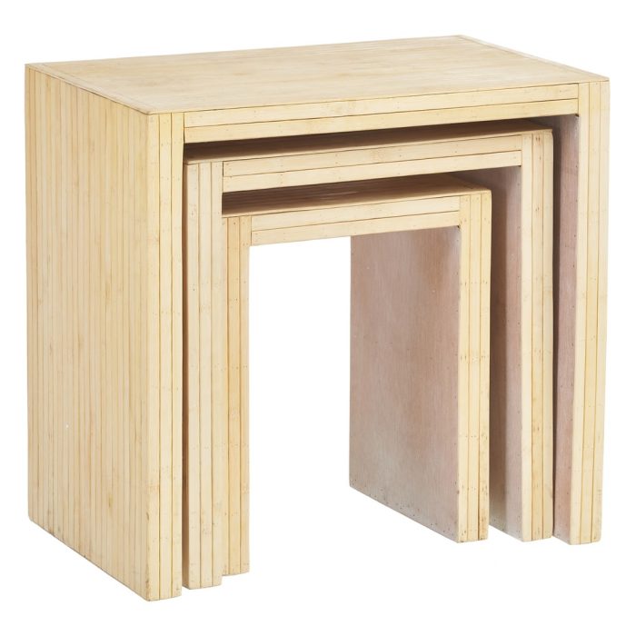 Set tre tavolini in legno naturale squadrati