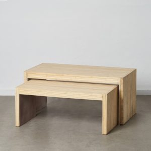 Set due tavolini da caffe legno naturale
