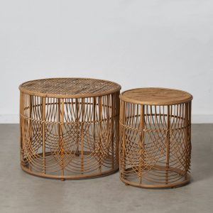 Set due tavolini tondi in bambù