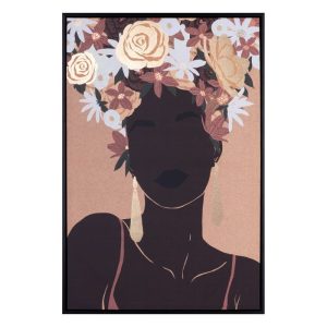 Quadro donna africana con fiori