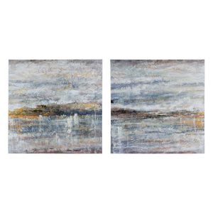 Set due dipinti paesaggi astratti