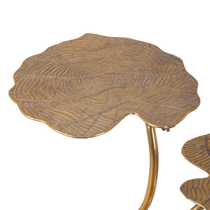 Tavolino ausiliare glam foglie oro