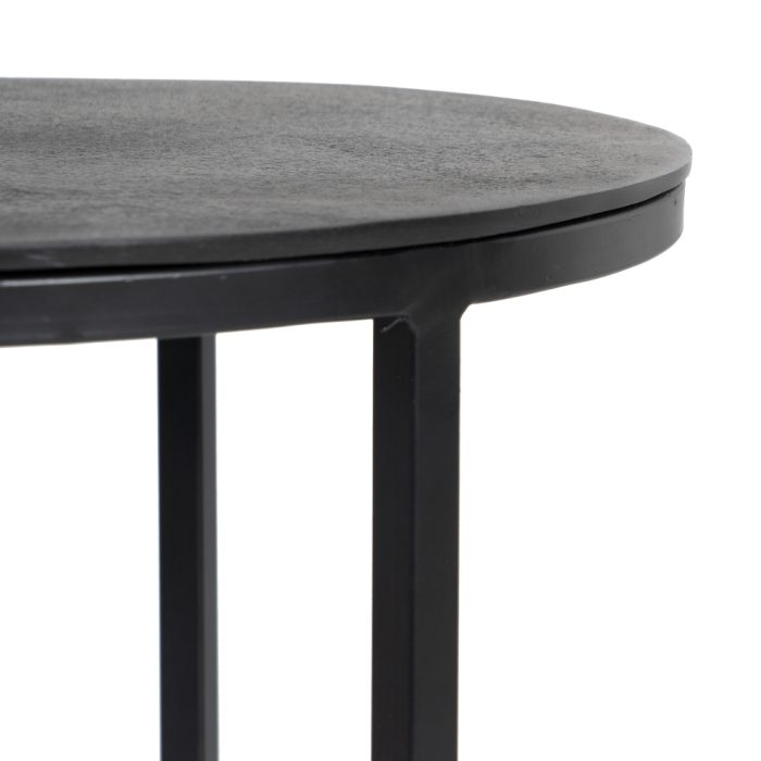 Set due tavolini tondi incastro alluminio nero