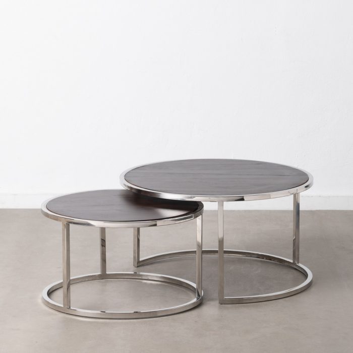 Set due tavoli in metallo e legno