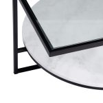 Tavolo basso vintage in metallo e marmo