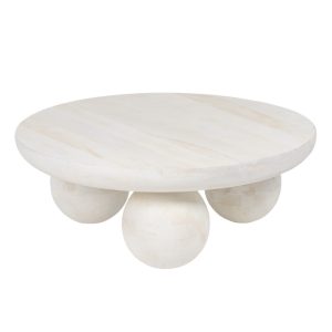 Tavolo basso in legno di mindi bianco