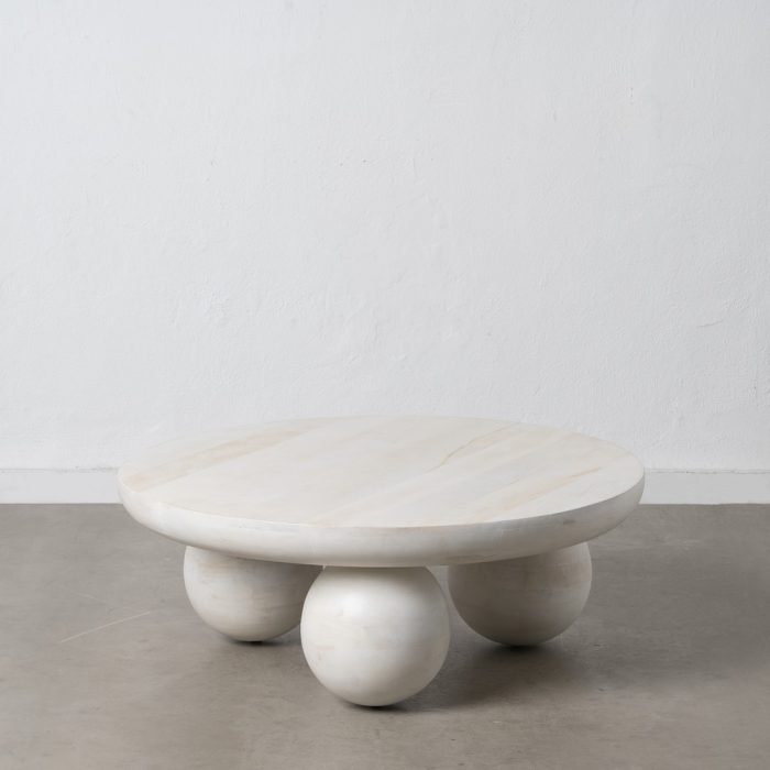 Tavolo basso in legno di mindi bianco
