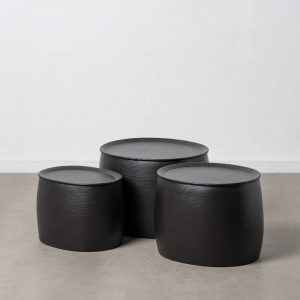 Set tre tavolini in alluminio colore nero