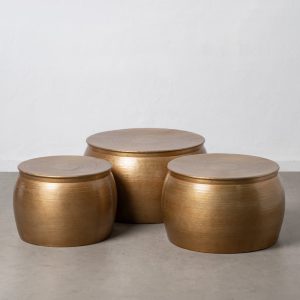 Set tre tavoli tondi orientali oro