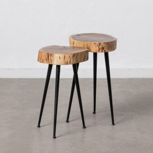Set due tavolini industrial legno e ferro