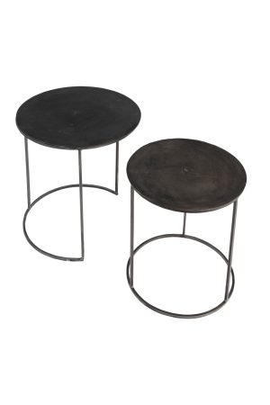 Set due tavolini tondi in metallo nero