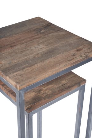 Set due tavolini alti legno e metallo