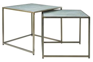Set due tavolini moderni in acacia e ferro