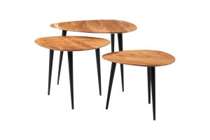 Set tre tavolini in legno di acacia