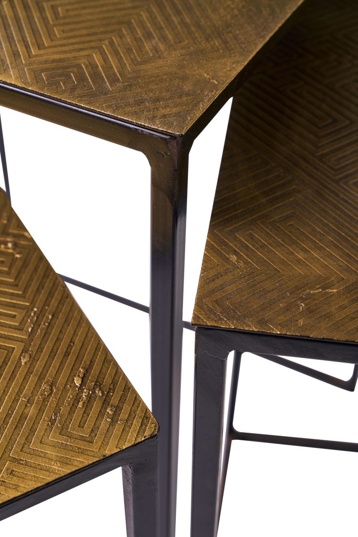 Set tre tavolini moderni in ferro anticato