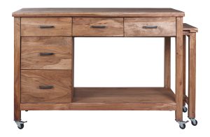 Set due tavolini moderni in acacia e ferro