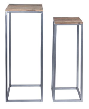 Set due tavolini alti legno e metallo