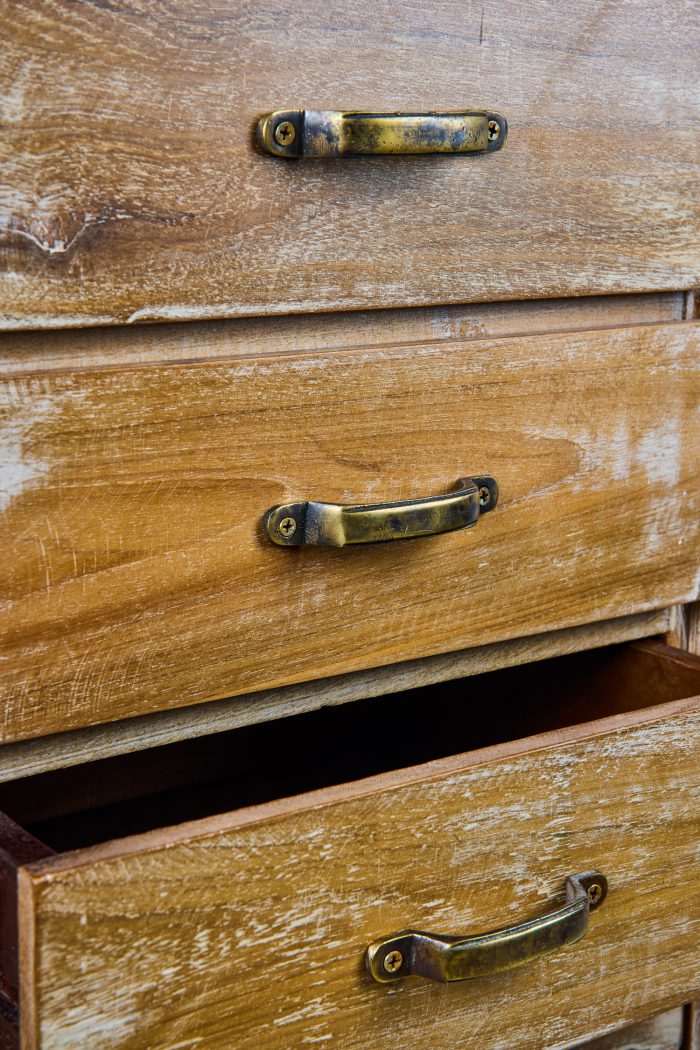 Cassettiera in legno di acacia decapato