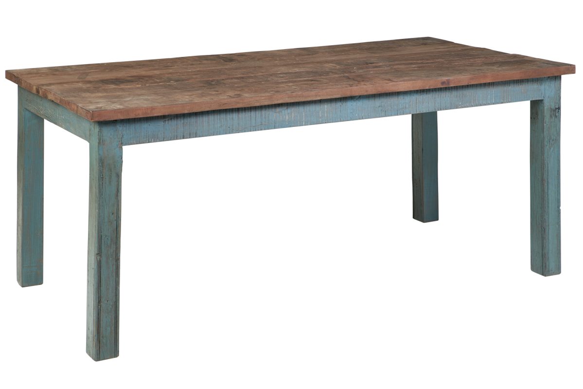 Tavolo rustico legno azzurro