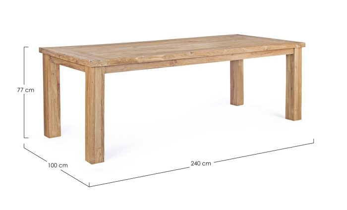 Tavolo in legno massiccio di teak colore naturale