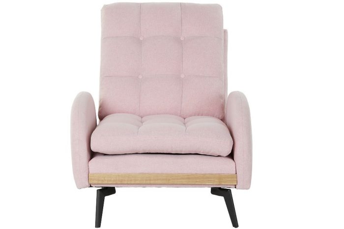 Poltrona letto reclinabile e pouff rosa antico