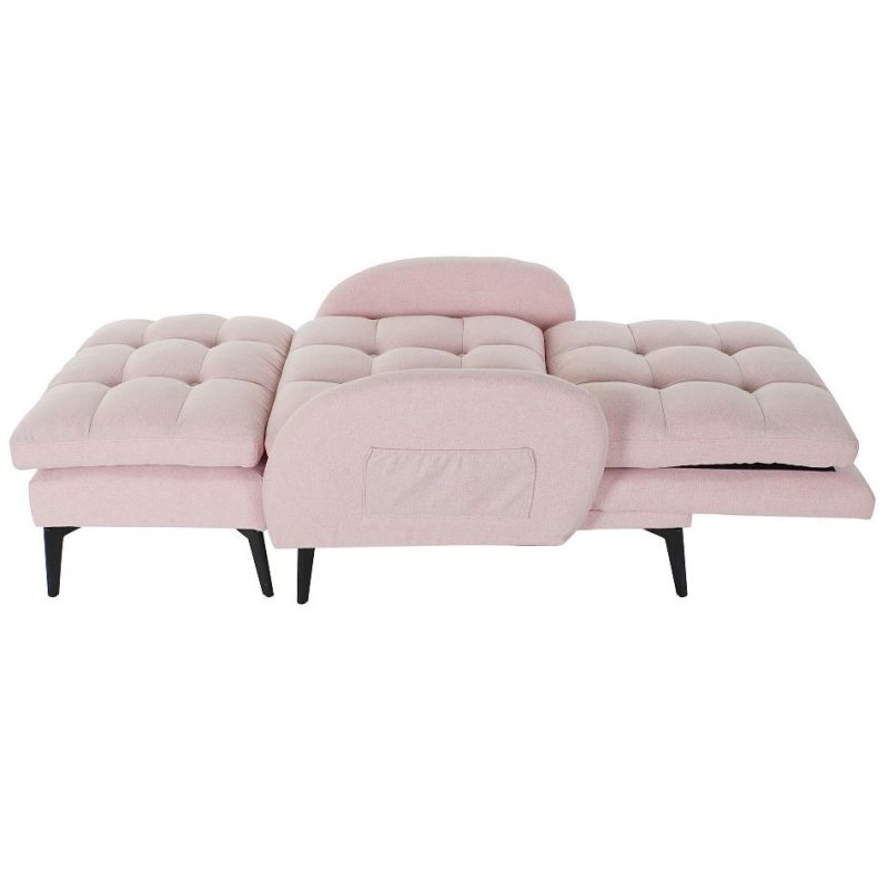 Poltrona letto reclinabile e pouff rosa antico