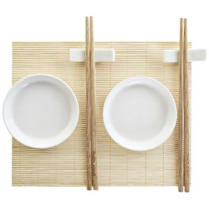 Sushi servizio 8 pz porcellana bamboo azzurro e bianco