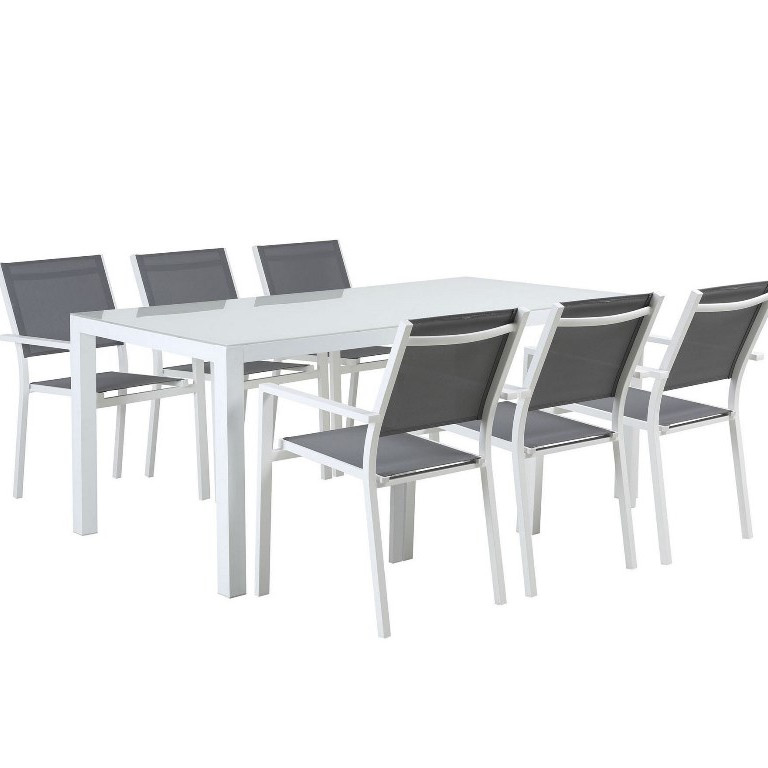 Tavolo giardino con 6 sedie living moderno bianco grigio