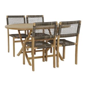 Tavolo pieghevole legno teak con 4 sedie da giardino