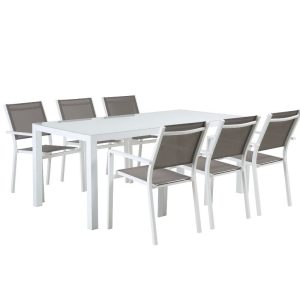 Tavolo giardino con 6 sedie living moderno bianco grigio