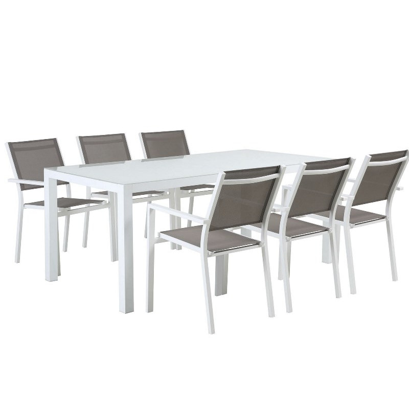 Tavolo giardino alluminio e vetro +6 sedie living
